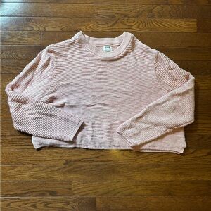 Cotton On Pink Striped Cropped Crew Neck Sweater